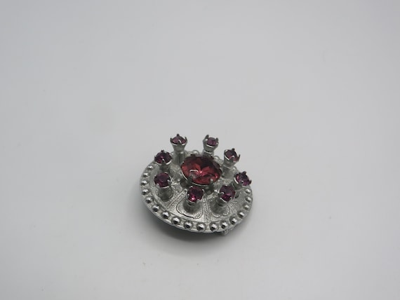 spectacular unusual silver tone brooch with raise… - image 1