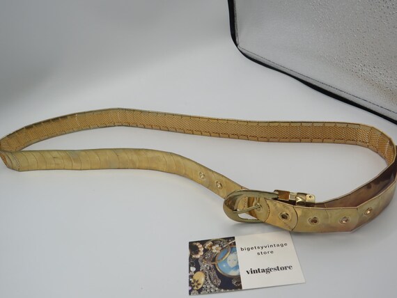 Buy Spectacular RARE Vintage 1970s Gold Tone Panel Belt on  display picture 3