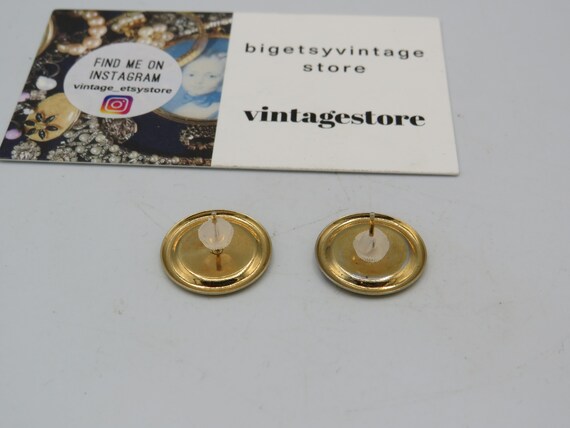 beautiful vintage gold tone round stud earrings w… - image 3