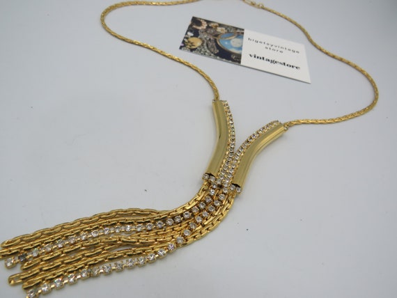 amazing vintage gold tone necklace, beautiful sta… - image 4