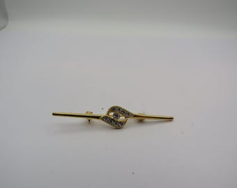 Broche en strass en perles de ruban d'or vintage