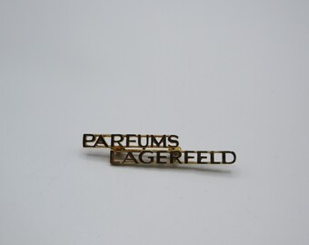 rare vintage LAGERFELD (karl lagerfeld) pin brooch , gold tone , great condition , 6cm length , collectable vintage , vintage brooch
