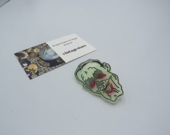 awesome vintage retro Halloween Frankenstein badge/pins made by Esco, great condition, great design, Halloween jewellery, Halloween brooch