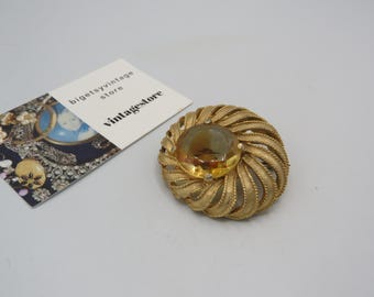 Broche Vintage Signée SPHINX - Années 1960-1970, Verre Et Métal, état D'époque