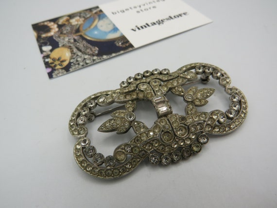amazing antique silver tone art deco brooch, stun… - image 6