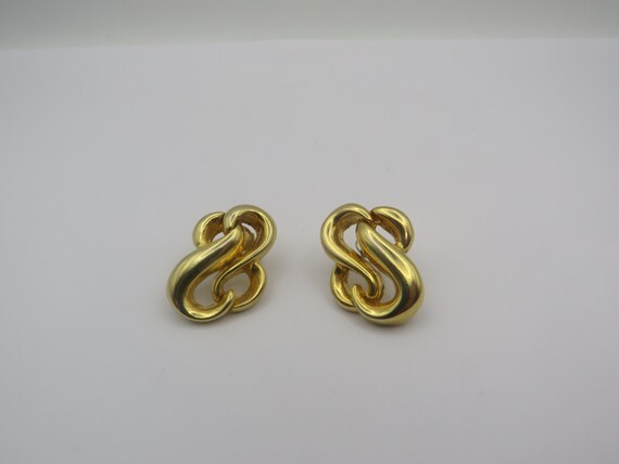 stunning solid post back earrings, gold tone, bea… - image 1