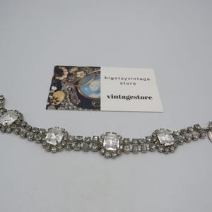 stunning vintage NEXT two row rhinestone bracelet, filled with clear rhinestones, stunning piece, in excellent condition, 7.75-inch length
