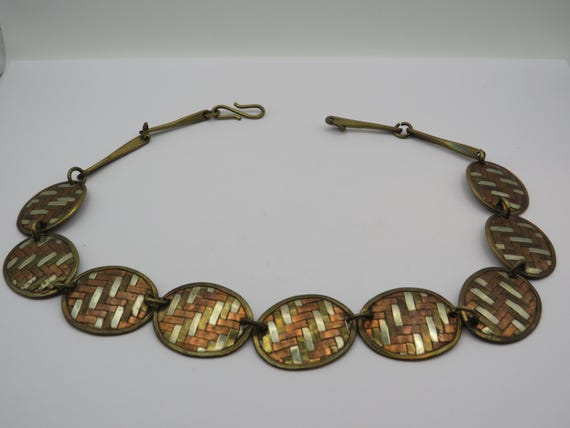 spectacular vintage panel statement necklace, wov… - image 4