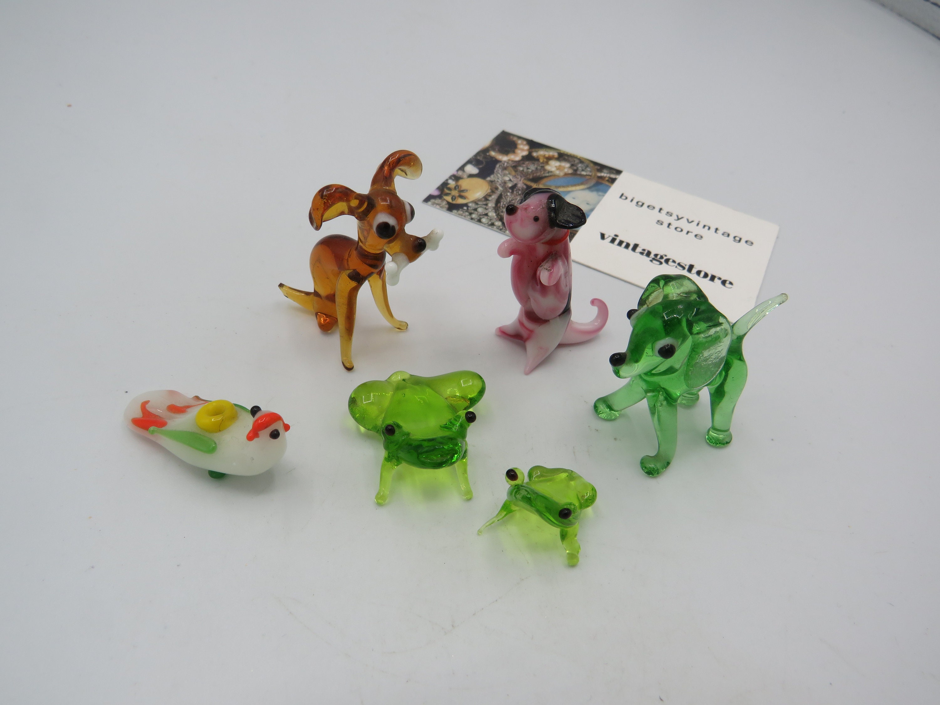 6 Pcs Hand-Blown Christmas Glass Animal Figurines - Mini Reindeer & Animal Decor