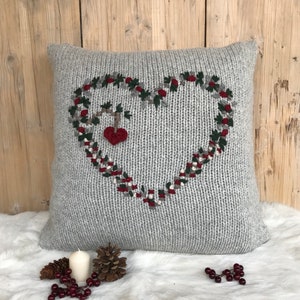 Romantic heart pillow | 20n20 Farmhouse Christmas | Christmas porch | Christmas gift | Cozy knitted pillows