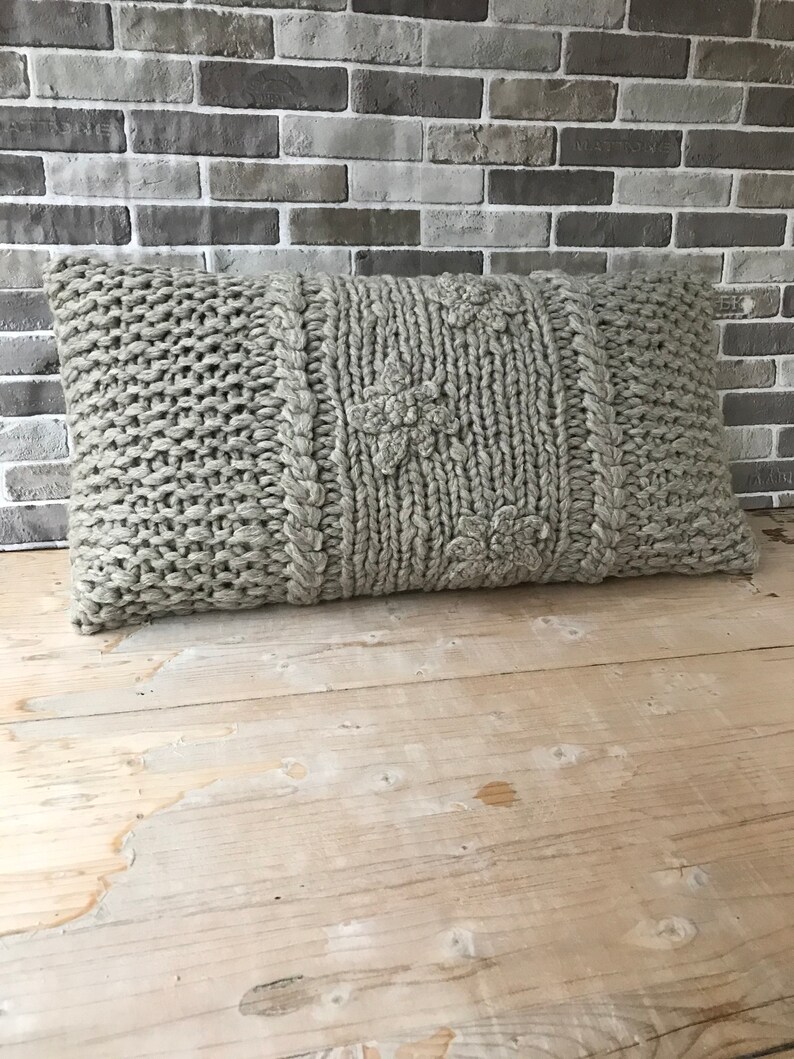 Cable Knit Pillow Knitted Lumbar Pillow Chunky Knit Throw Etsy