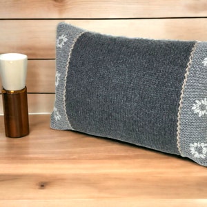 Edelweiss hand knit throw lumbar | Chunky knit throw pillow | Alpaca pillow | Home decor pillow case
