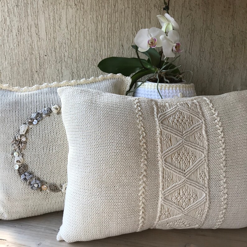 Macrame lumbar pillow Rustic throw pillow Home decor Etsy