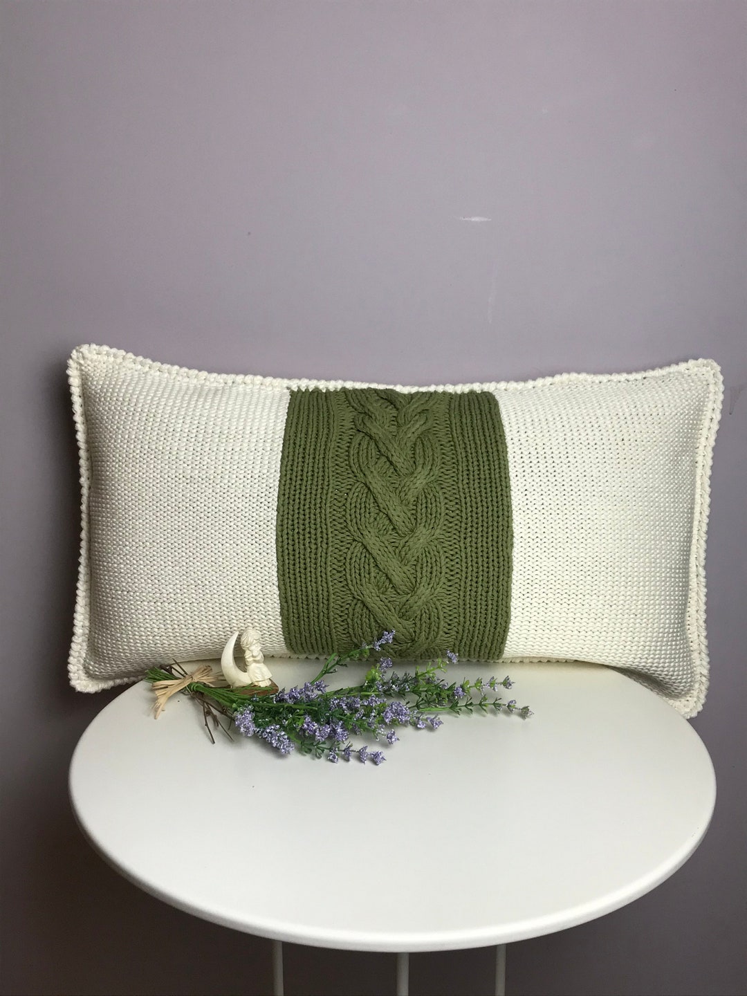 Rustic Knits Rustic Knit Lumbar Pillow: Color Block Farmhouse Throw, 23.5
