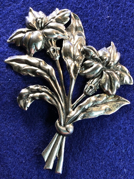 Vintage Sterling Danecraft Large Floral Bouquet B… - image 2