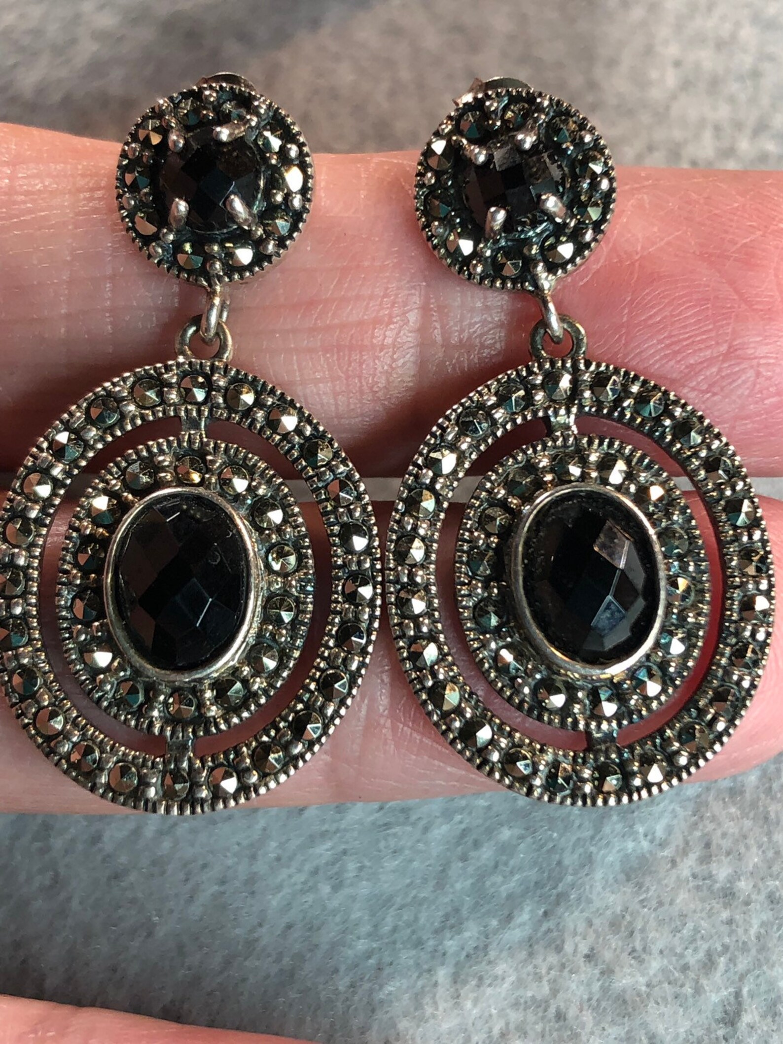 antique onyx earrings
