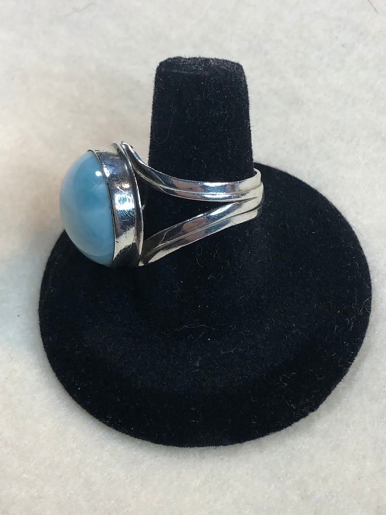 Vintage Sterling Larimar Matching Necklace Ring and Earring Set