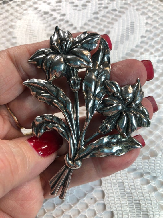 Vintage Sterling Danecraft Large Floral Bouquet B… - image 7