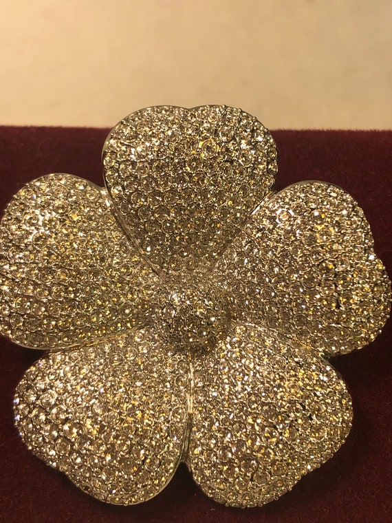 Vintage Swarovski Floral Brooch - image 3