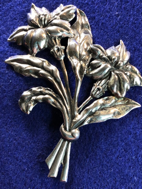 Vintage Sterling Danecraft Large Floral Bouquet B… - image 1