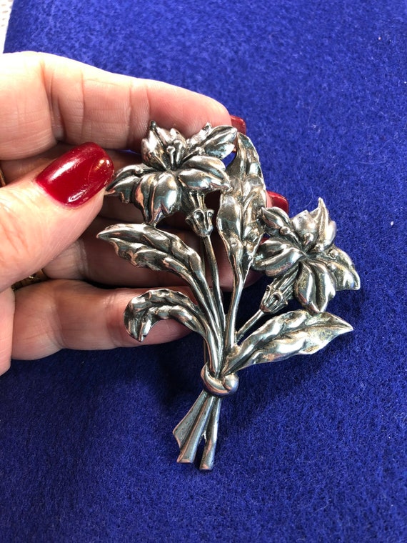 Vintage Sterling Danecraft Large Floral Bouquet B… - image 5