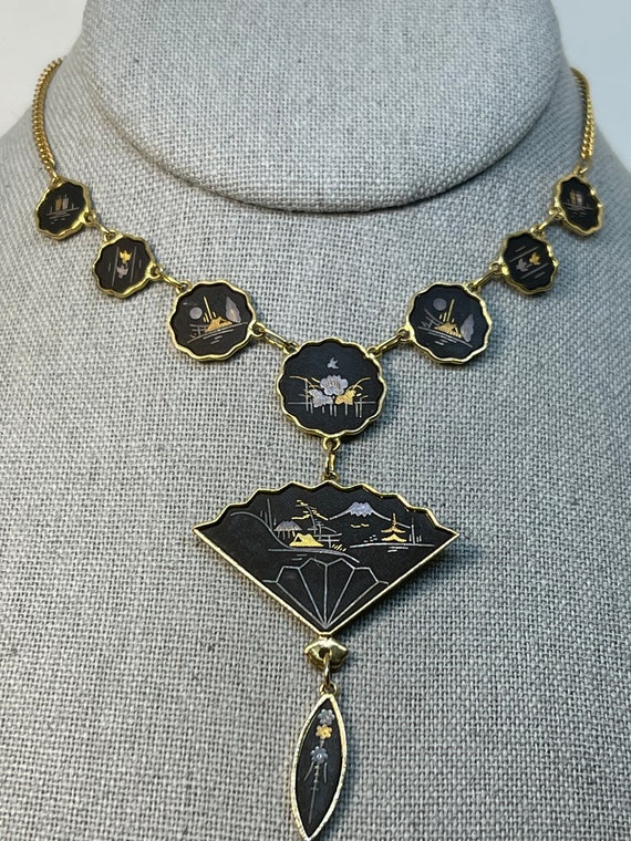 Vintage damascene Necklace,Bracelet and Earring S… - image 1