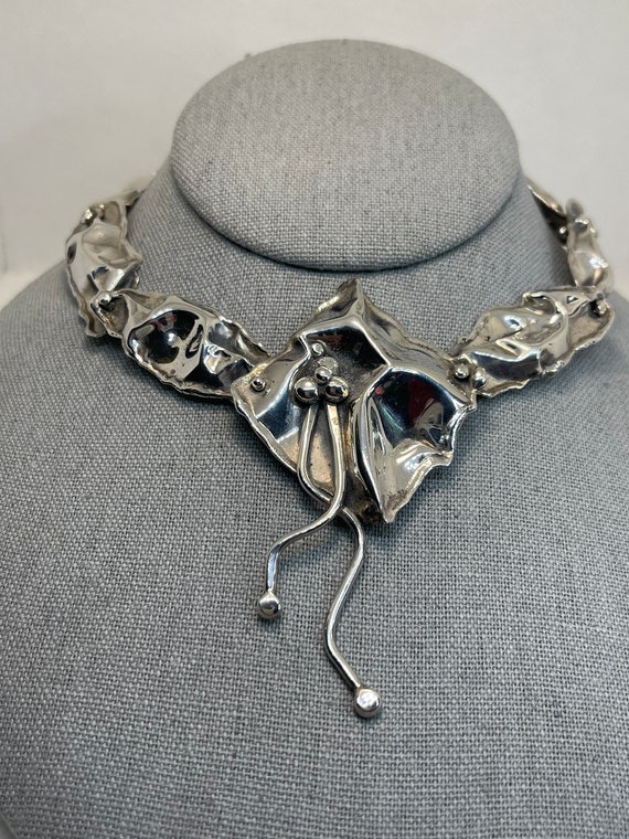 Vintage Sterling Modernist Artisan Necklace