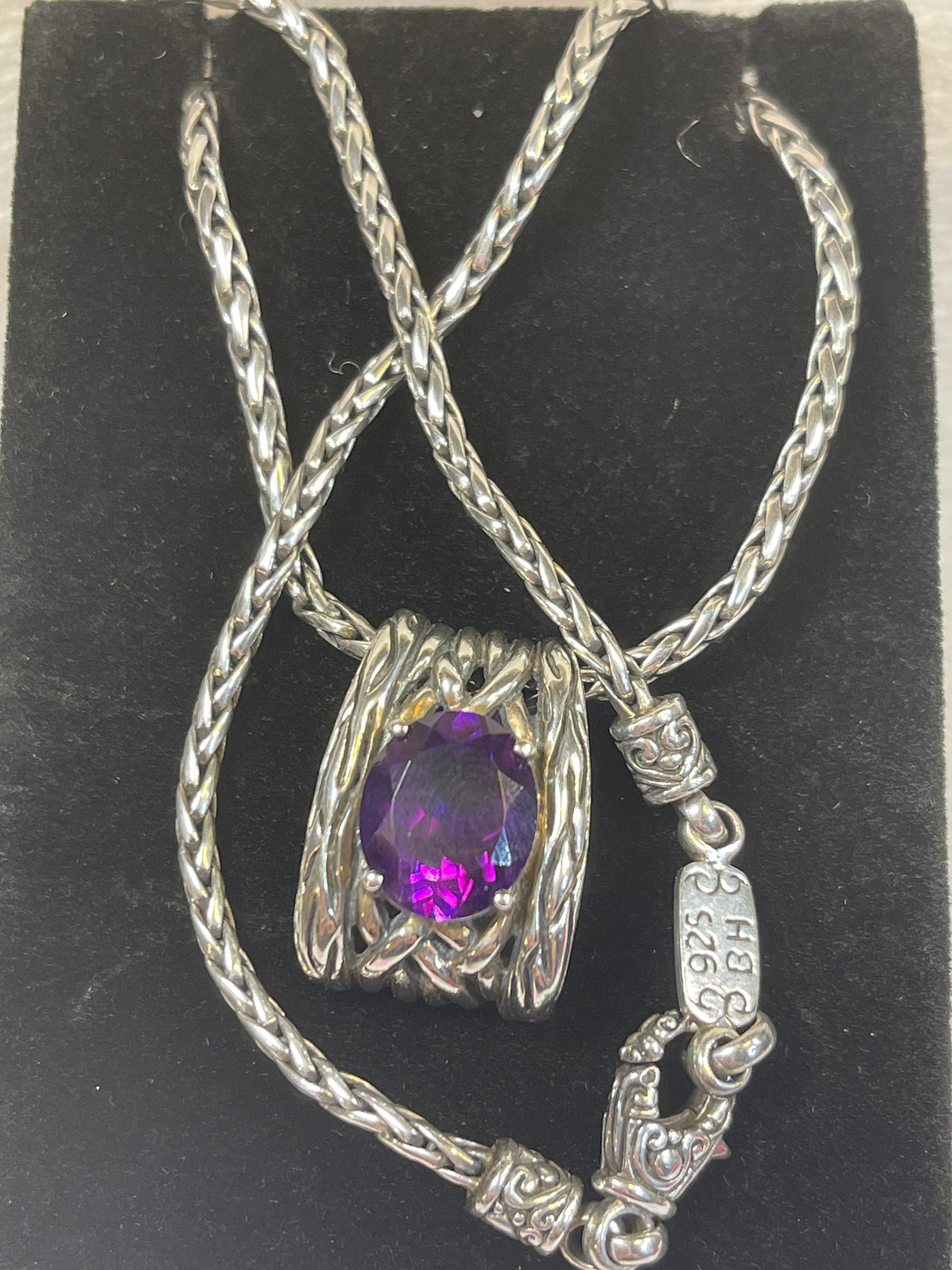 Vintage Sterling Effy Amethyst Brutalist Pendant and Chain Necklace Etsy Canada