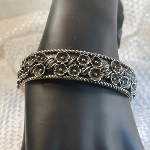 Vintage Sterling Floral Cuff
