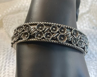 Vintage Sterling Floral Cuff