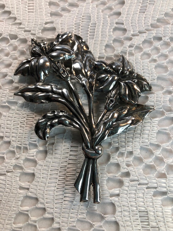 Vintage Sterling Danecraft Large Floral Bouquet B… - image 6