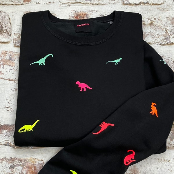 Miniature dinosaur sweatshirt - Dinosaur novelty print- Handmade - customisable