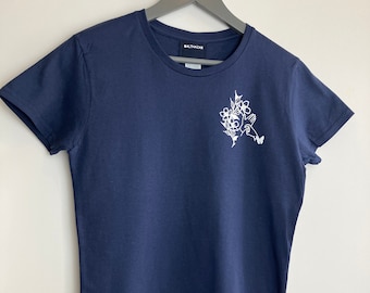 BSL sign language floral Initial t-shirt - handmade - custom