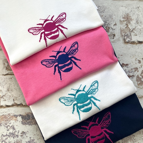 Camiseta de abeja bordada: abeja personalizable en varios colores