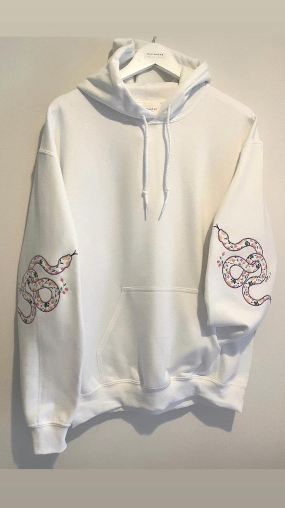 Floral Snake Sleeve Embroidered Hoody- Customisable