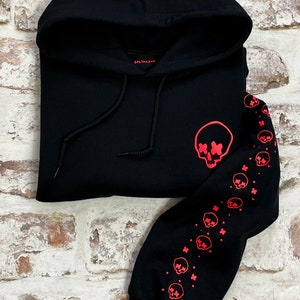 Cross eyed skull confetti sleeved hoody
