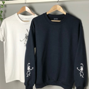 Dansende skelet mouwen sweatshirt- gothic-Halloween-fall- aanpasbaar - handgemaakt