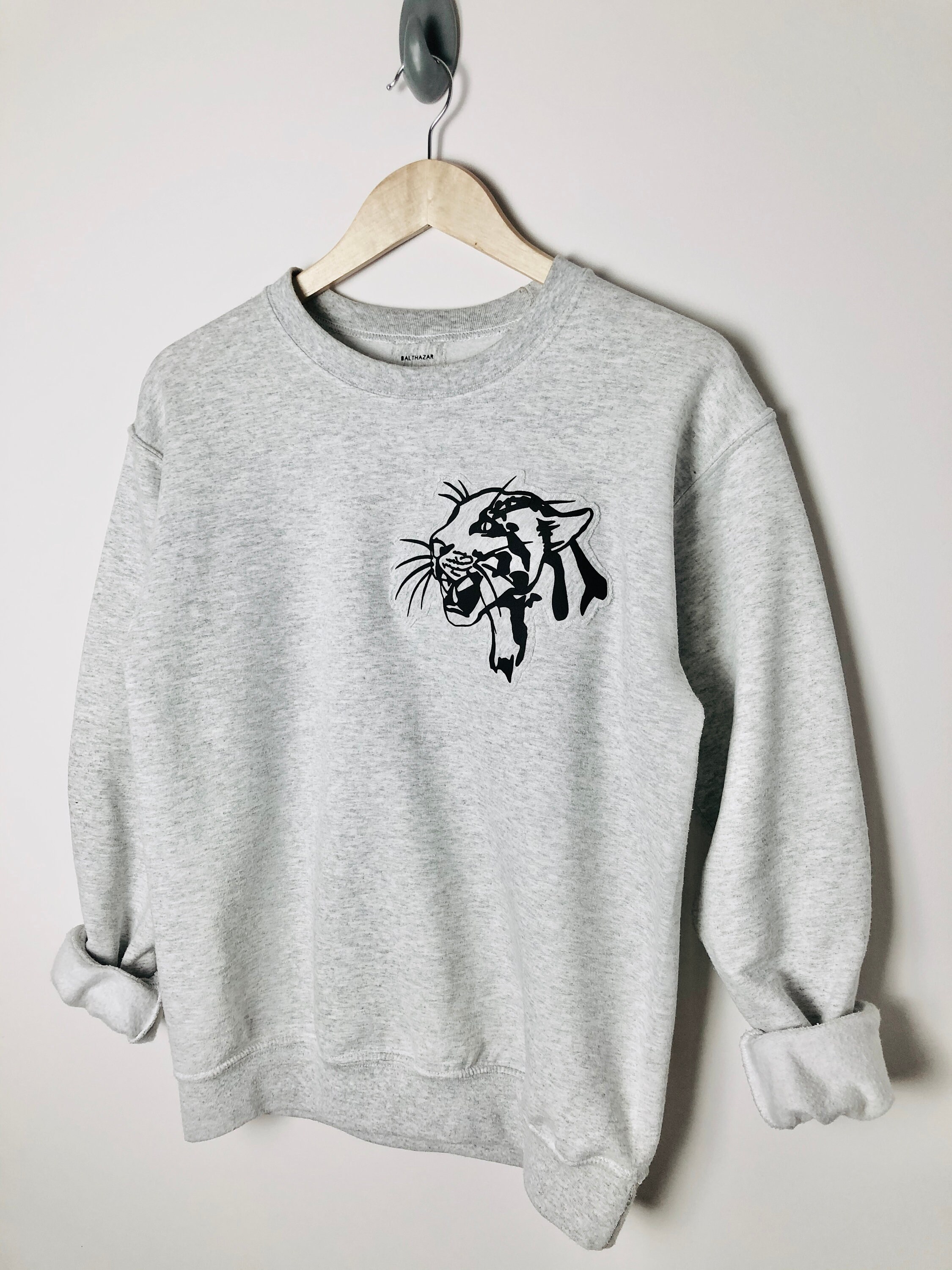 Leopard Head Sweatshirt - Vinyl Textured Head- Freehand