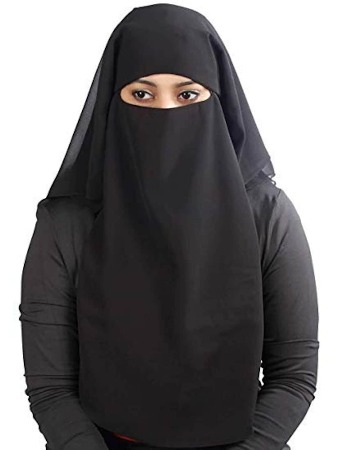 Layer Niqab Abaya Jilbab Khimar Burqa Head Scarf Face Cover Black Face Veil New Wedding Arab