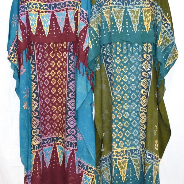 New RIMBA Amazing Batik Floral Kaftan Dress Maxi Long Tunic One Size Plus Boho Womens Ladies Muslim Modest Robe Pattern Print Malay New