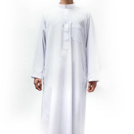 Men's Emirati Islamic Arabian Wide Collar Dishdasha Thobe Jubba 