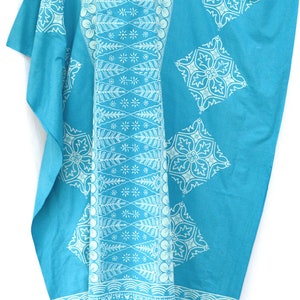 New MALAYA 100% Cotton Kaftan Dress Maxi Long Tunic Batik One Size Plus ...