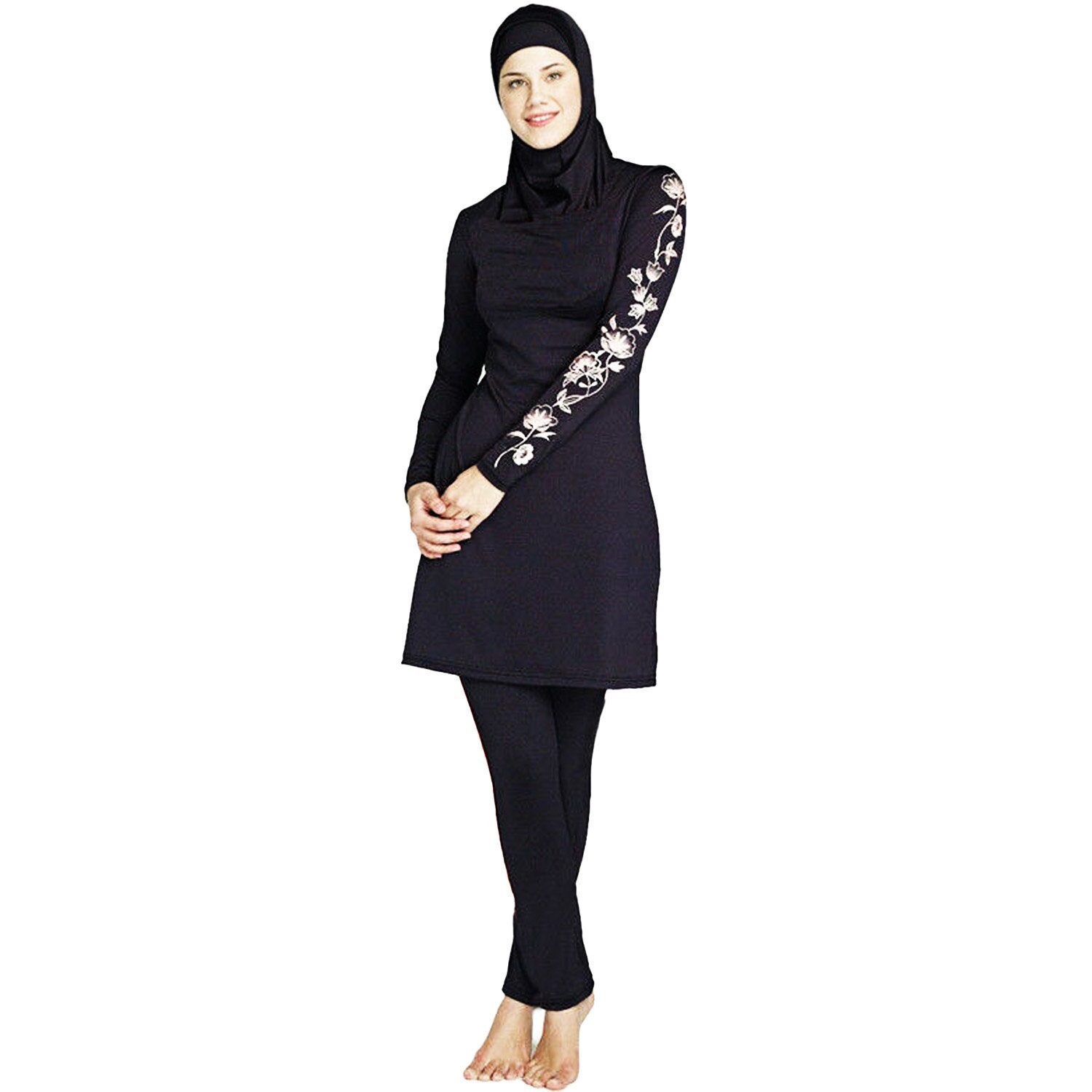 Women Burkini Muslim Swimwear Ladies Modest Swimsuits Three Piece
