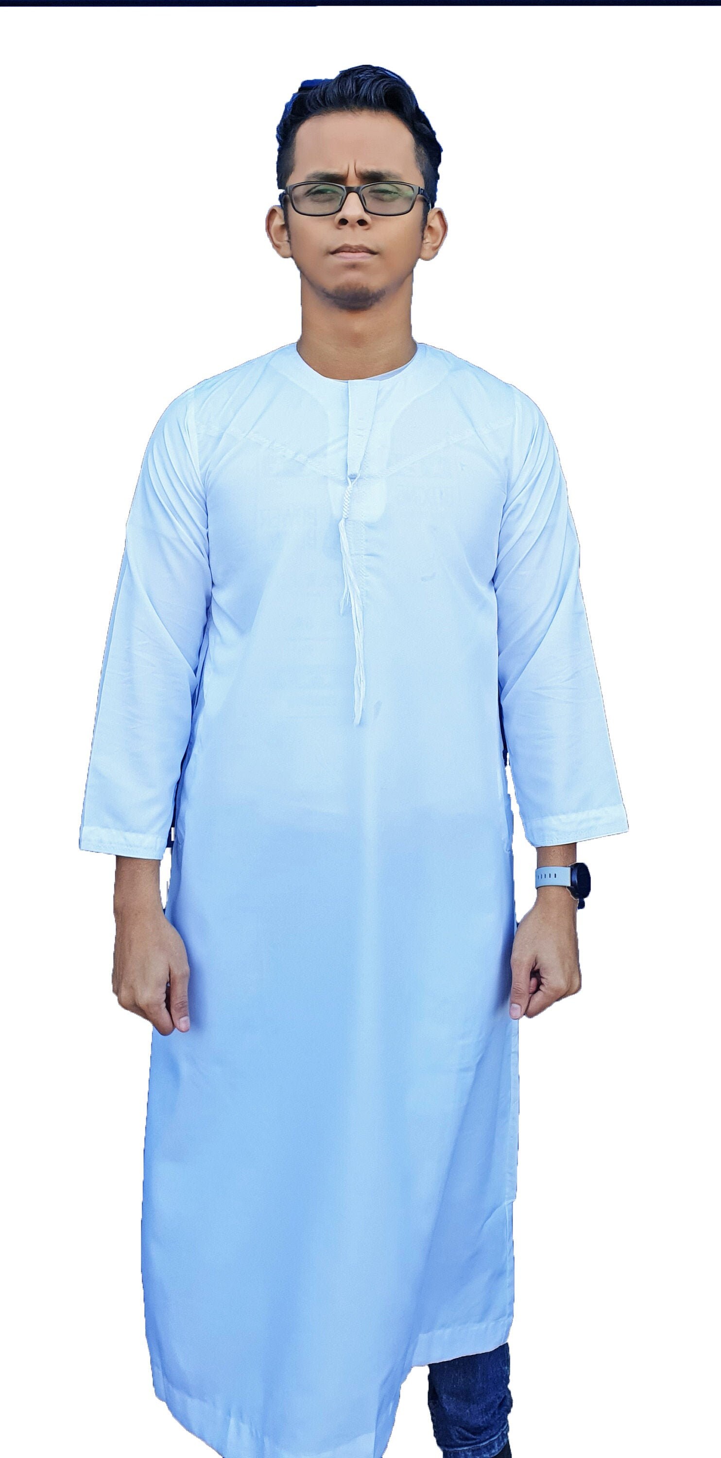 Image of Teen Boy Thobe Thobes Dress Child Kids Robe Muslim White Saudi Eid Jubba Bn Uae Round Neck