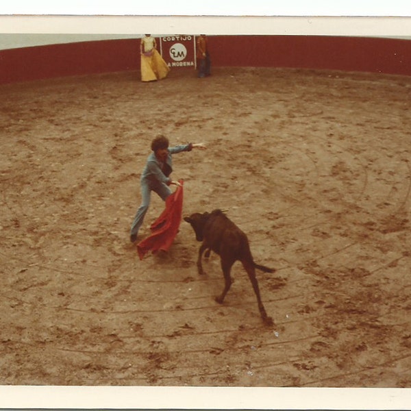 Original photography Colombian bullfighting, old photo, oddities , vintage photo, Colombia, bullfighting, 80s, 70s