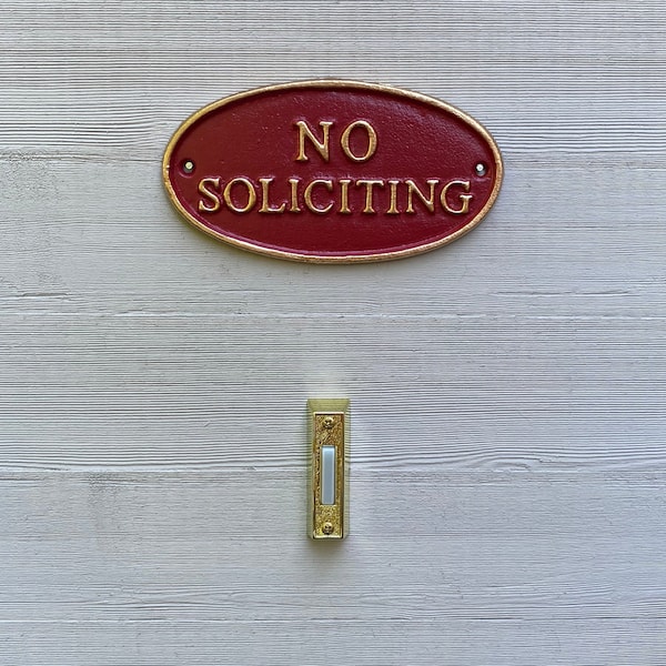 No Soliciting Sign, No Soliciting Plaque, Elegant No Soliciting Sign, Metal No Soliciting Sign,Doorbell Sign