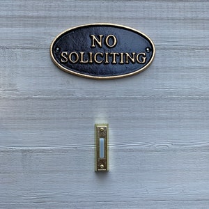 Black No Soliciting Plaque,Black No Soliciting Sign, Elegant No Soliciting Sign, Metal No Soliciting Sign,No Soliciting Sign, Doorbell Sign