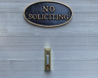 Black No Soliciting Plaque,Black No Soliciting Sign, Elegant No Soliciting Sign, Metal No Soliciting Sign,No Soliciting Sign, Doorbell Sign