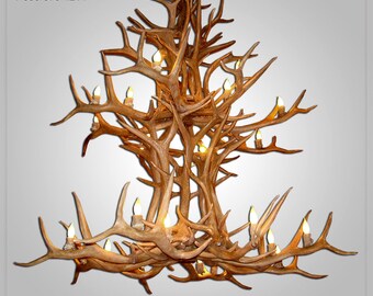 ELK2TIER Real Antler Elk 2-Tier Chandelier