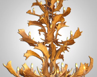 FALLOW3TR Real Antler Triple-Tier Fallow Chandelier